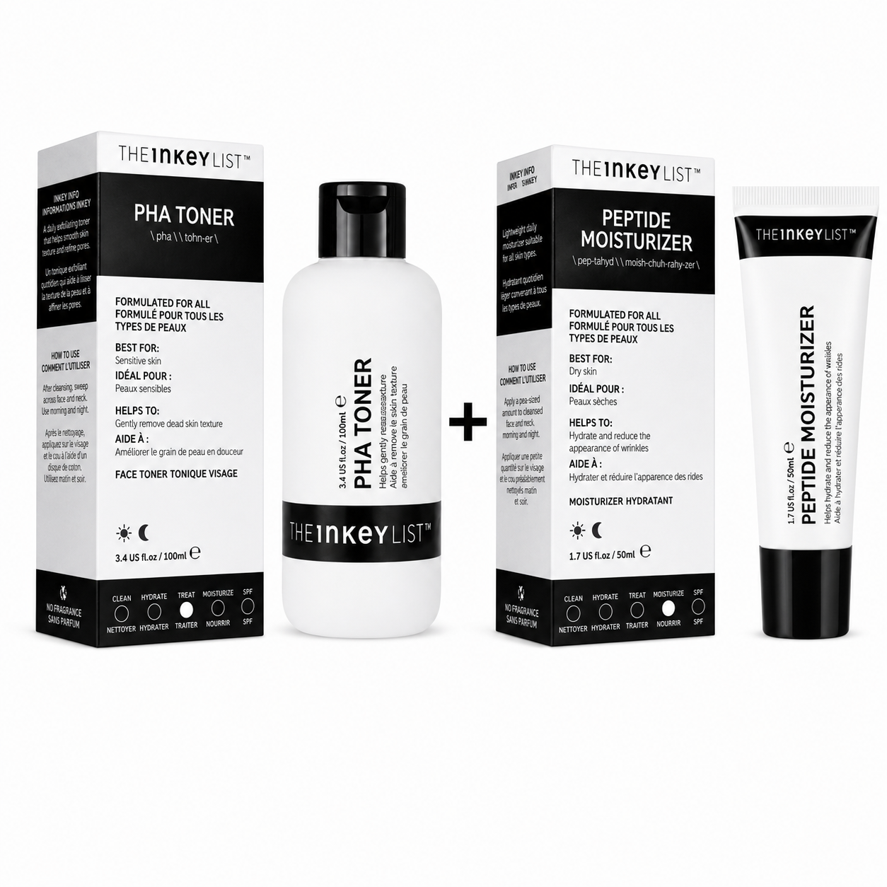 Inkey List PHA Toner & Inkey List Peptide Moisturizer Bundle