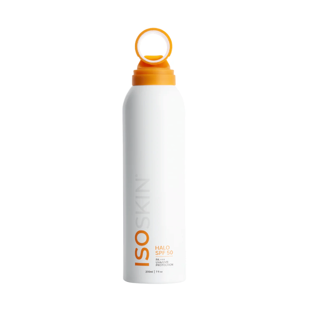 Isoclean Isoskin Halo Spf50 UVA/UVB Protection Non-Stick Instant Drying Water Resistant Spray 200ml