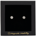 Magnetic Mobility June Birthstone Stud Earrings featuring opel Swarovski crystals, elegantly presented in a black box with Magnetic Mobility branding. These magnetic back earrings offer stylish pain relief.