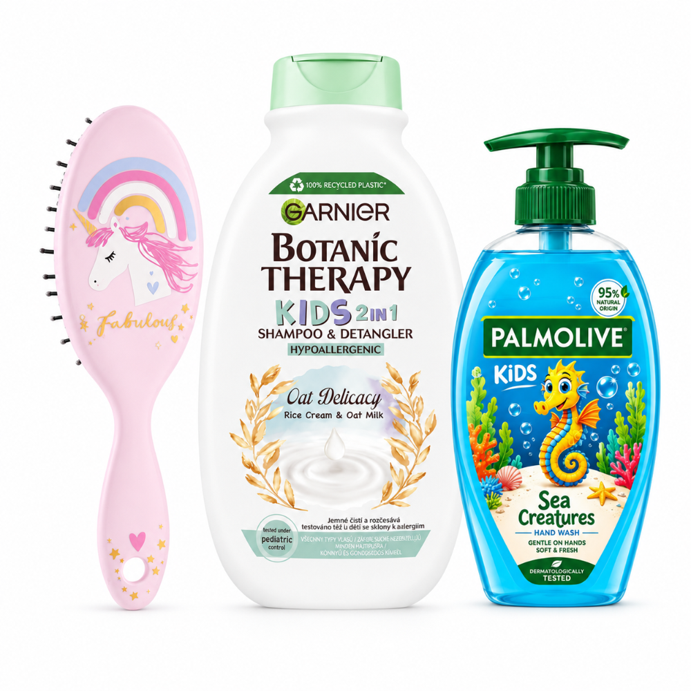 Kids Bath & Hair Care Set with Unicorn Hairbrush