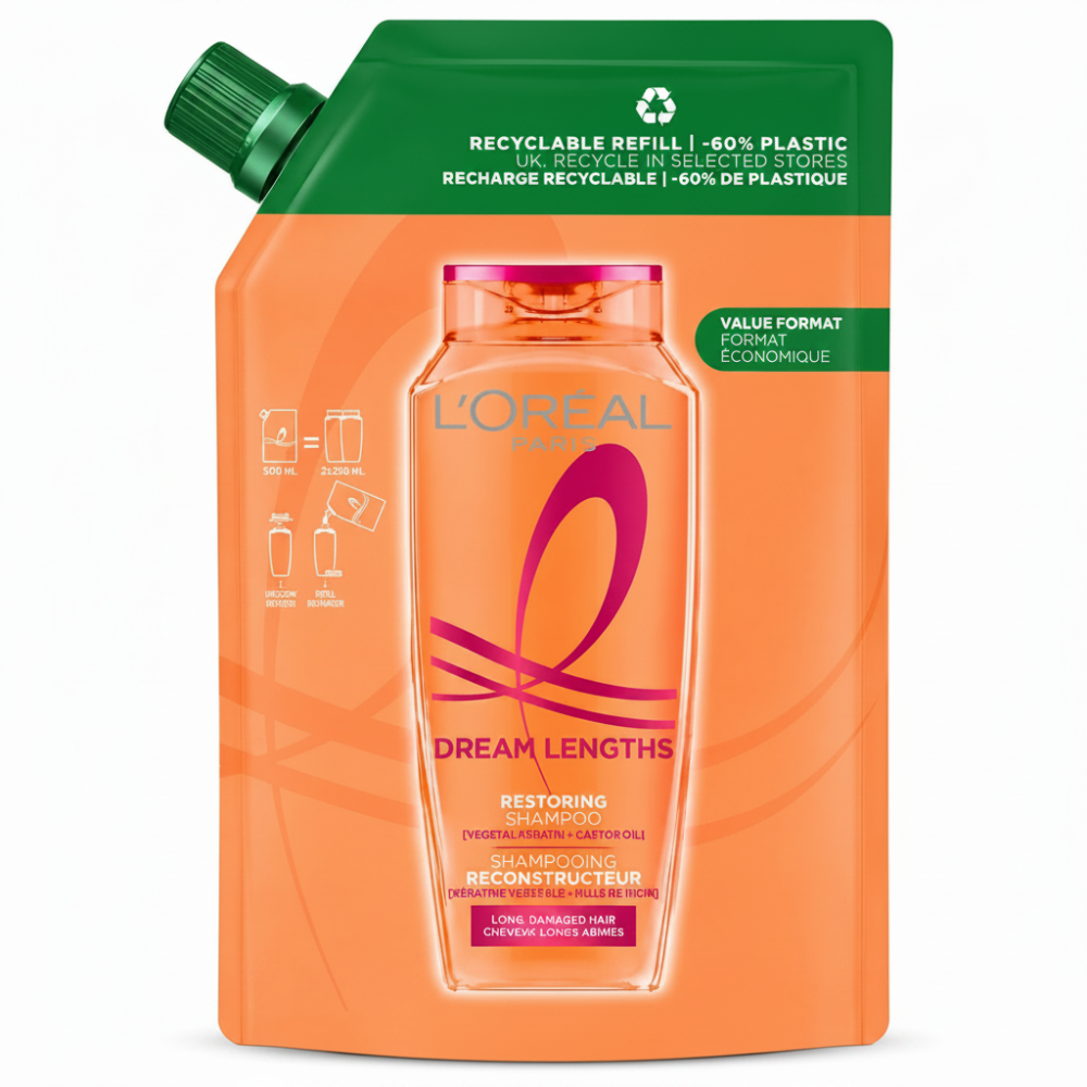 L'Oréal Paris Elvive Dream Lengths Shampoo Refill Pouch - 500ml