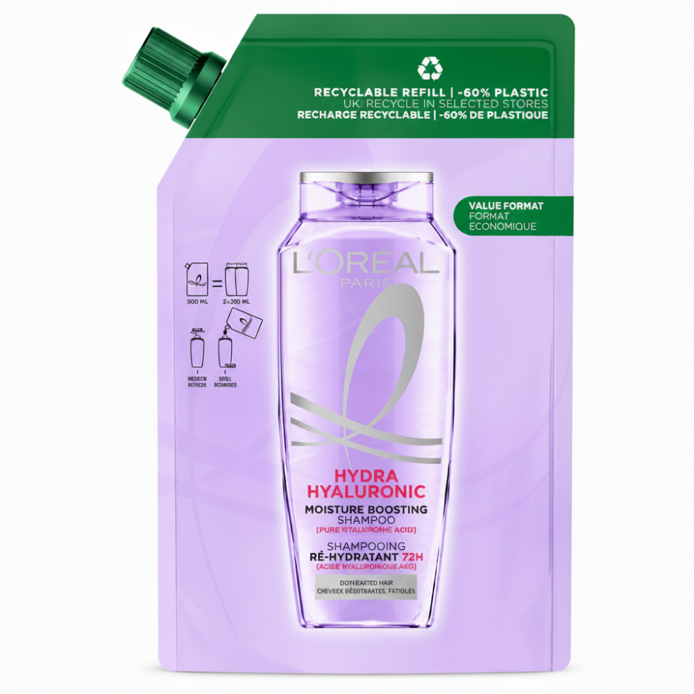 L’Oréal Paris Elvive Hydra Hyaluronic Shampoo Refill Pouch - 500ml