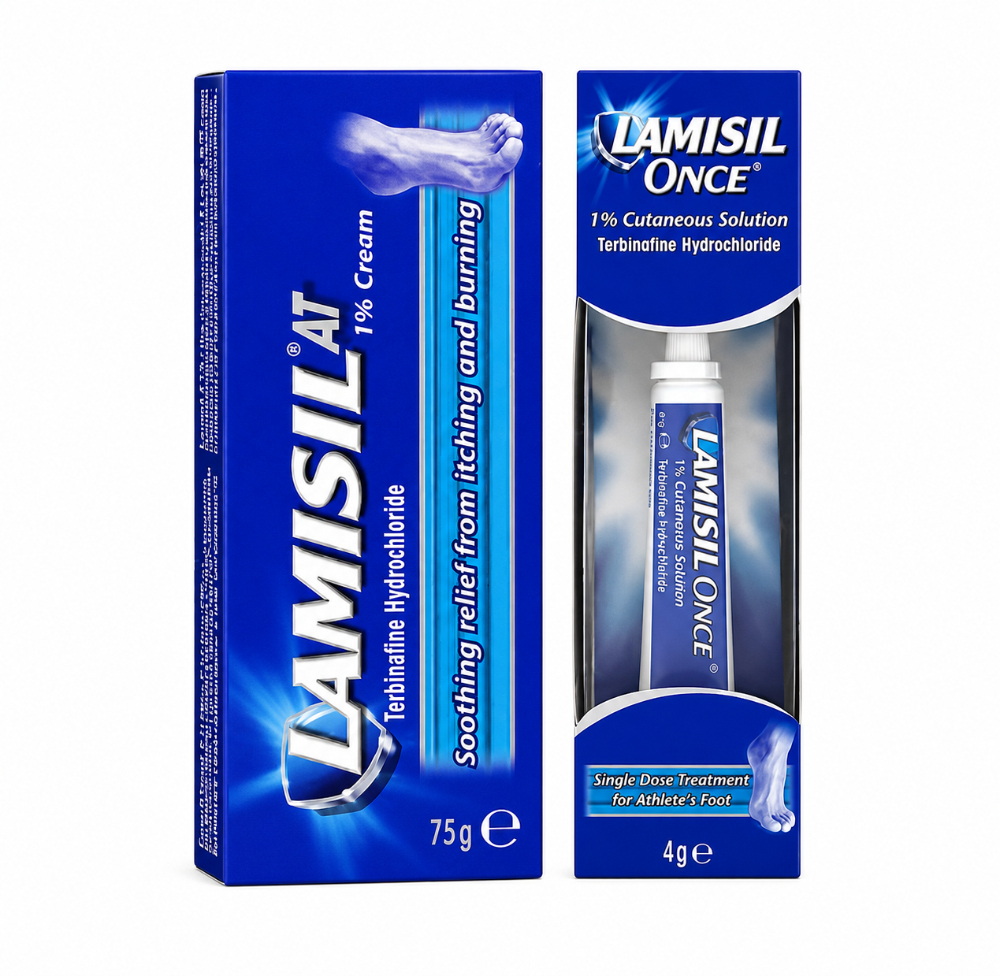 Lamisil AT 1% Cream & Lamisil Once Terbinafine Solution Bundle