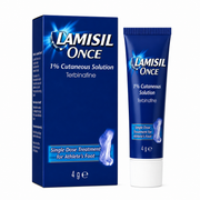 Lamisil Once packaging and tube on a white background
