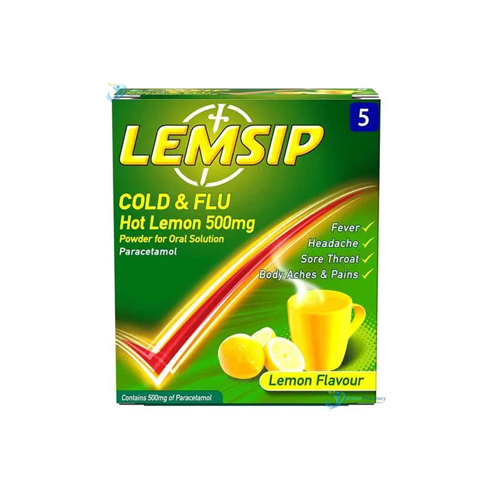 Lemsip Cold & Flu 500mg Hot Lemon - 5/10 Pack