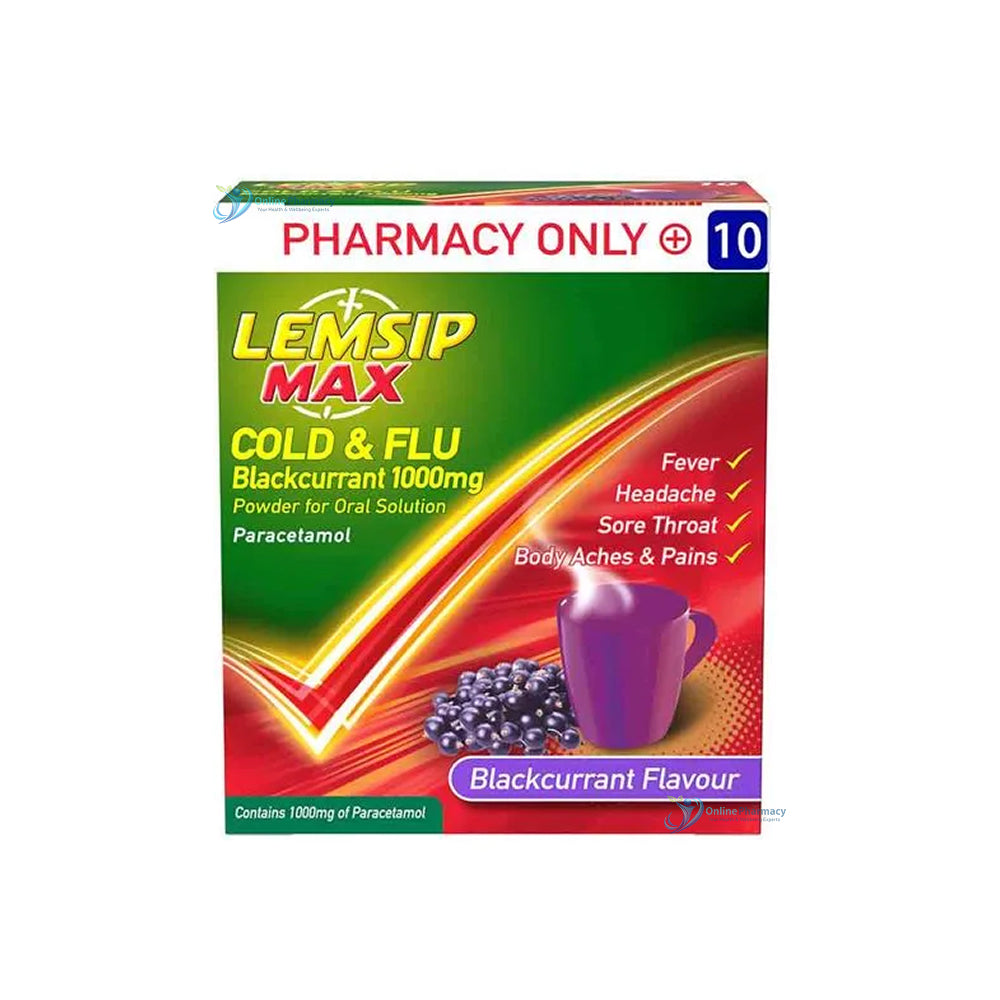 Lemsip Max Cold & Flu Blackcurrent 1000mg - 5/10 Pack