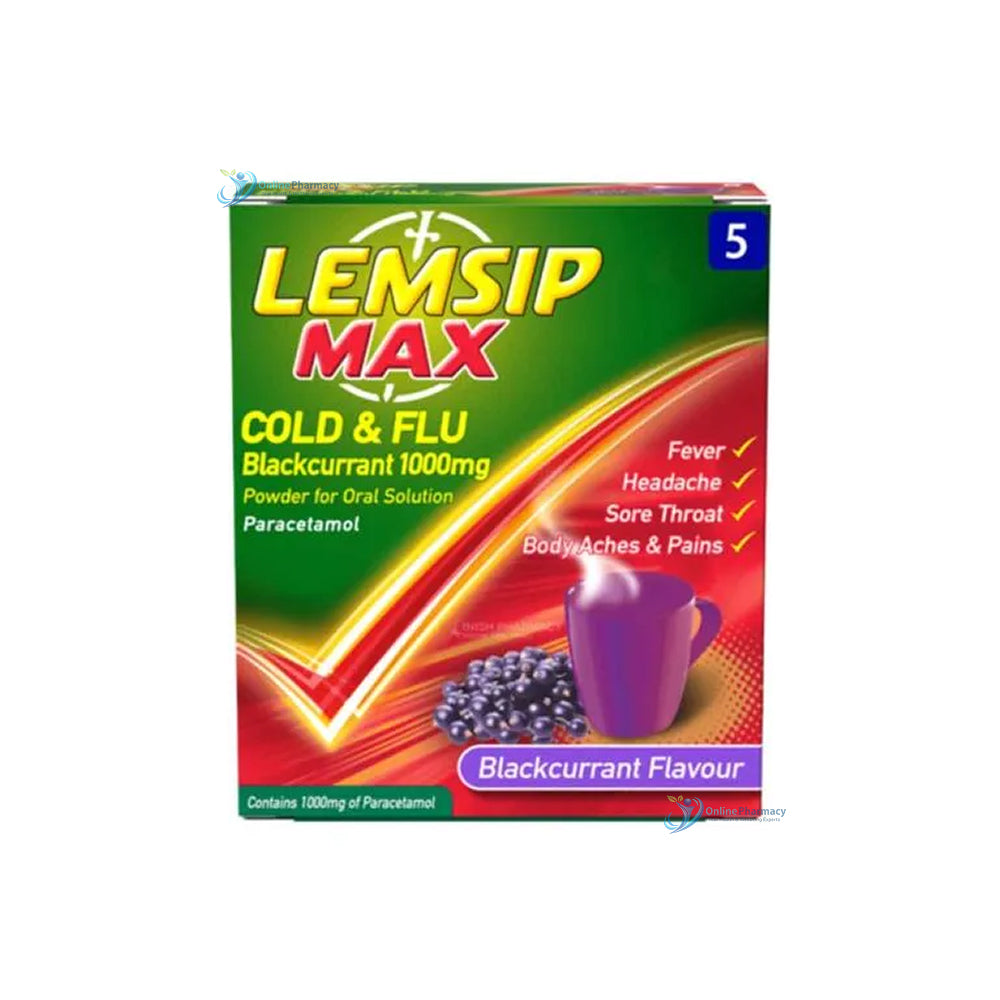 Lemsip Max Cold & Flu Blackcurrent 1000mg - 5/10 Pack