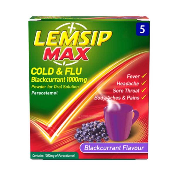 Lemsip Max Cold & Flu Blackcurrent 1000mg - 5/10 Pack