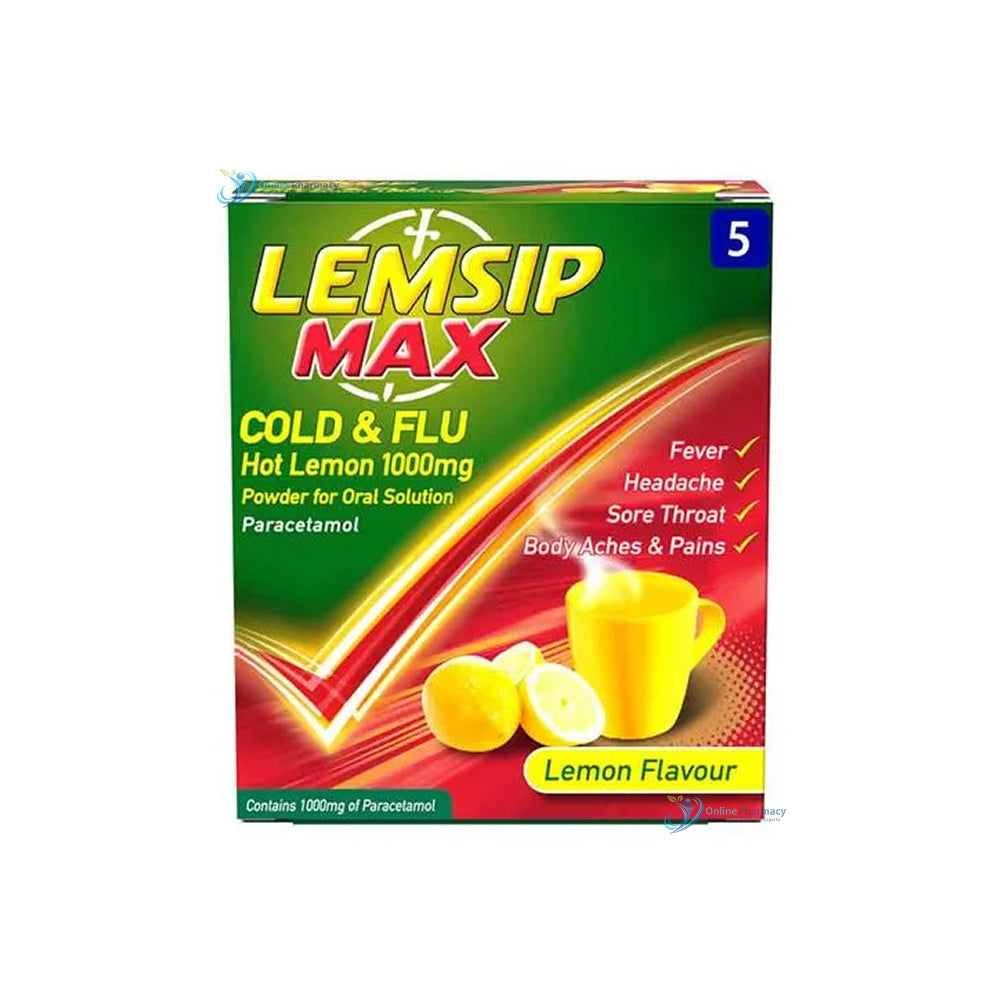 Lemsip Max Cold & Flu Hot Lemon 1000mg - 5/10 Pack