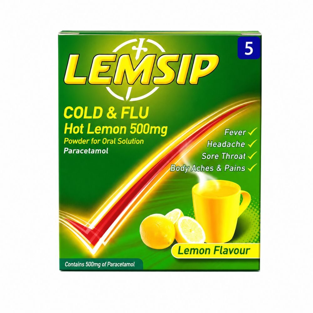 Lemsip Cold & Flu 500mg Hot Lemon - 5 Pack