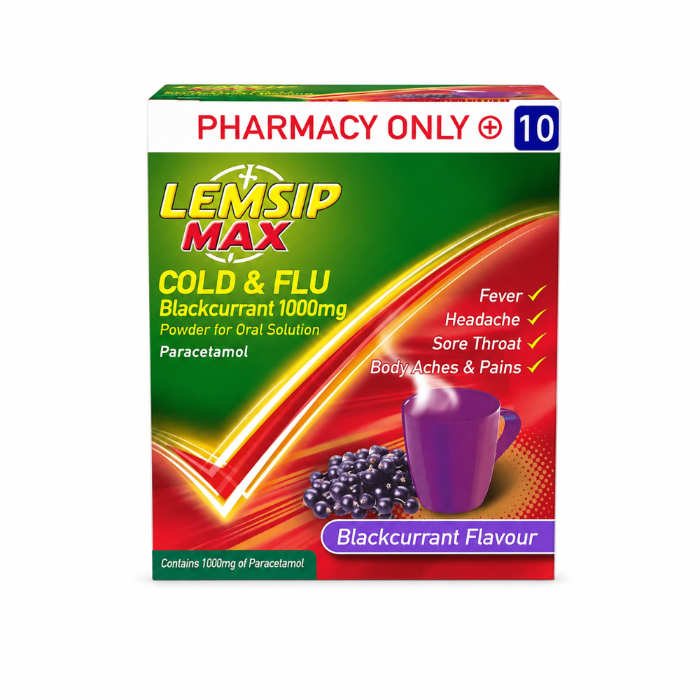 Lemsip Max Cold & Flu Blackcurrent 1000mg - 10 Pack