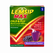 Lemsip Max Cold & Flu Blackcurrent 1000mg - 5 Pack