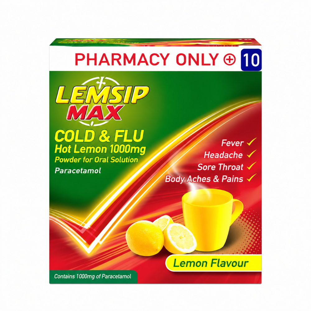 Lemsip Max Cold & Flu Hot Lemon 1000mg 10 Pack