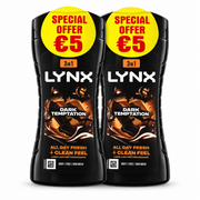 Lynx Dark Temptation 3in1 Wash - 225ml x 2 Pack