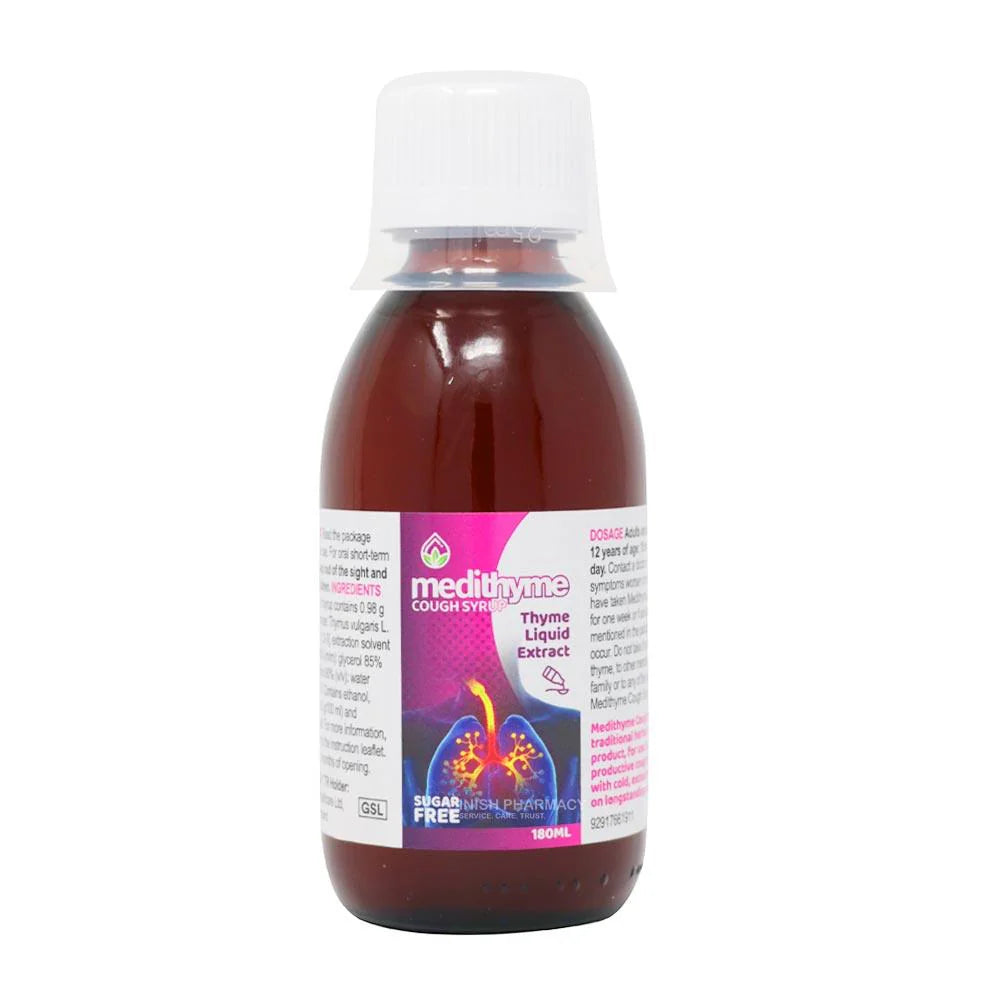 Clonmedica Medithyme Thyme Liquid Extract Sugar Free Cough Syrup 180ml