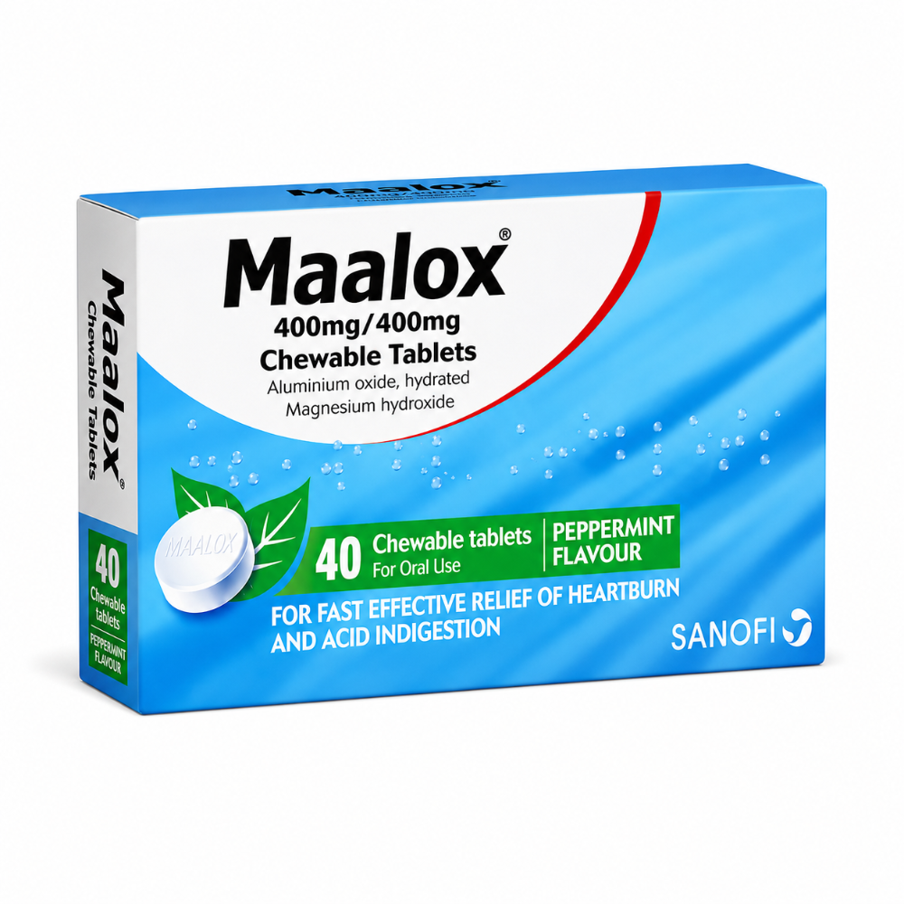 Maalox Chewable Tablets Peppermint Flavour - 40 Pack