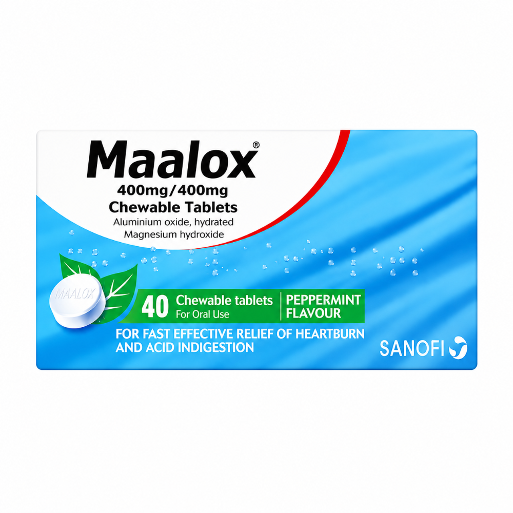 Maalox Chewable Tablets Peppermint Flavour - 40 Pack