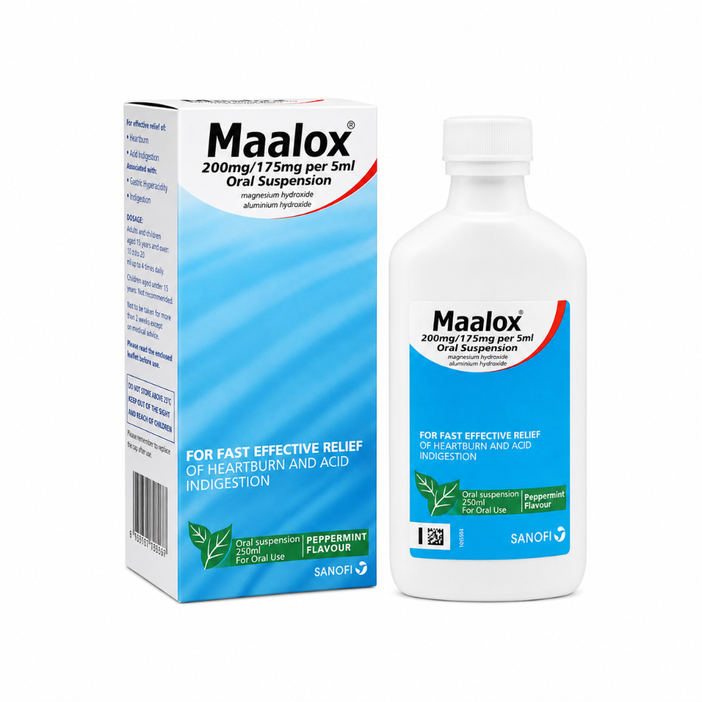 Maalox Oral Suspension Peppermint Flavour - 250ml