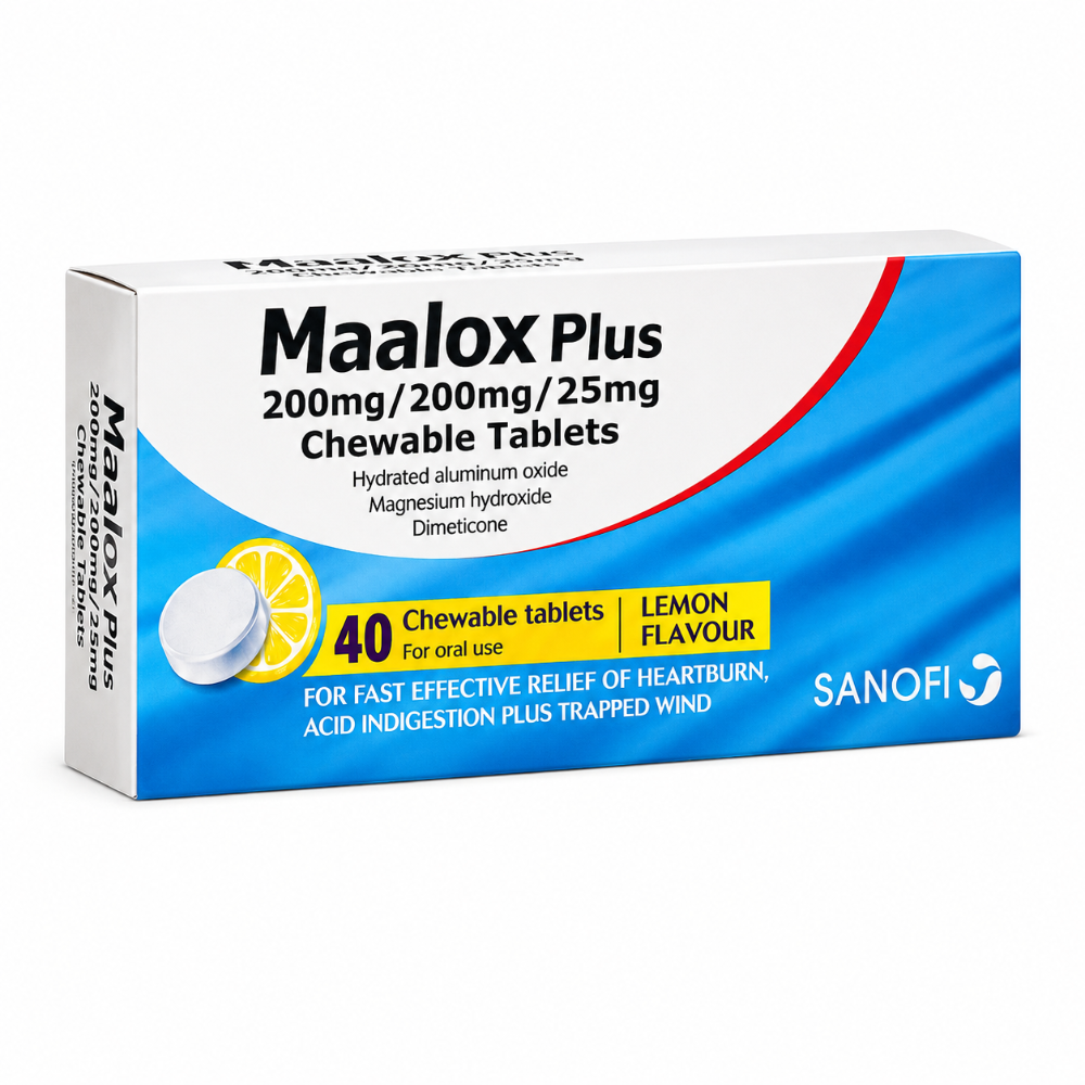 Maalox Plus Chewable Tablets Lemon Flavour - 40 Pack