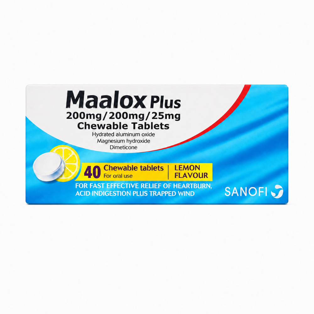 Maalox Plus Chewable Tablets Lemon Flavour - 40 Pack