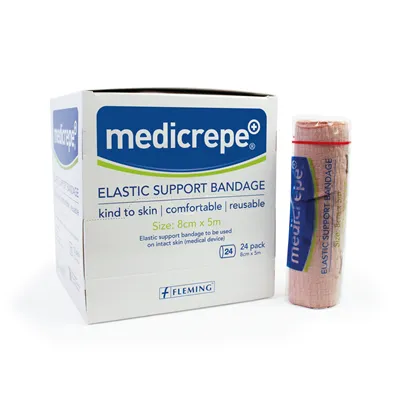 Medicrepe Elastic Support Crepe Bandage - 8cm x 5m (Single or Box of 24)