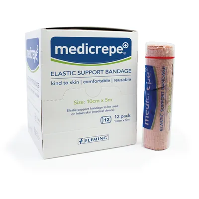 Medicrepe Elastic Support Crepe Bandage - 10cm x 5m (Single or Box of 12)