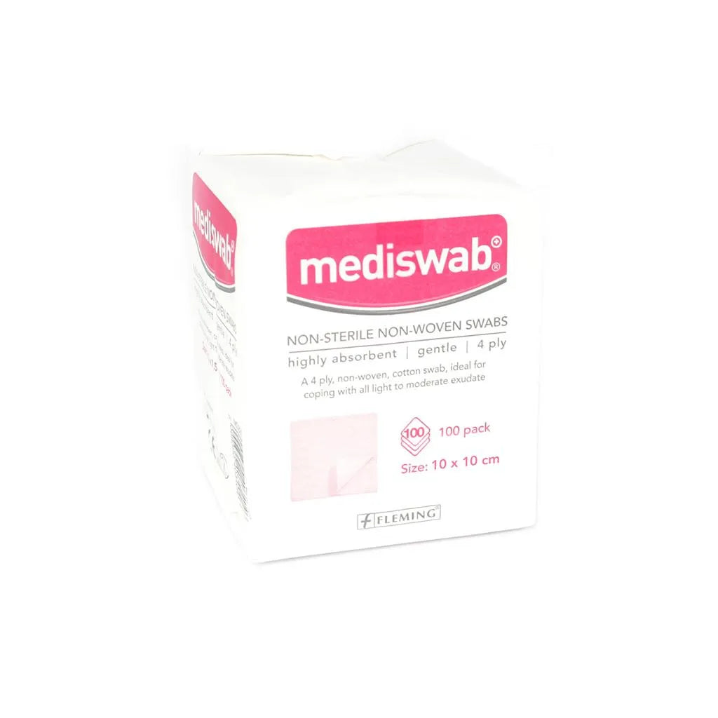 Mediswab Non-Sterile Non-Woven Swabs 10cm x 10cm - 100 Pack