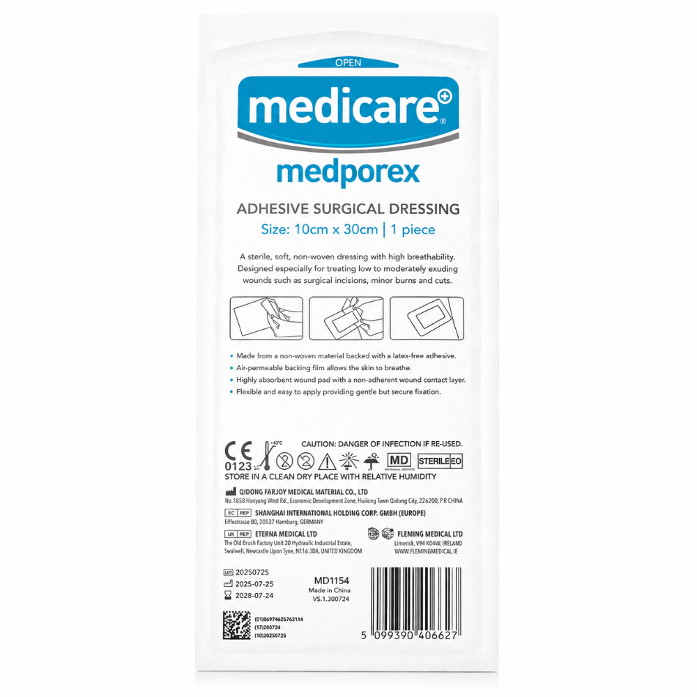 Medporex Adhesive Wound Dressing - 10cm x 30cm (Single Dressing)