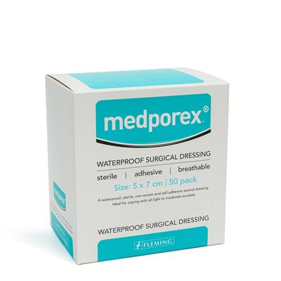 Medporex Waterproof Surgical Dressing - 5cm x 7cm (Box of 50)