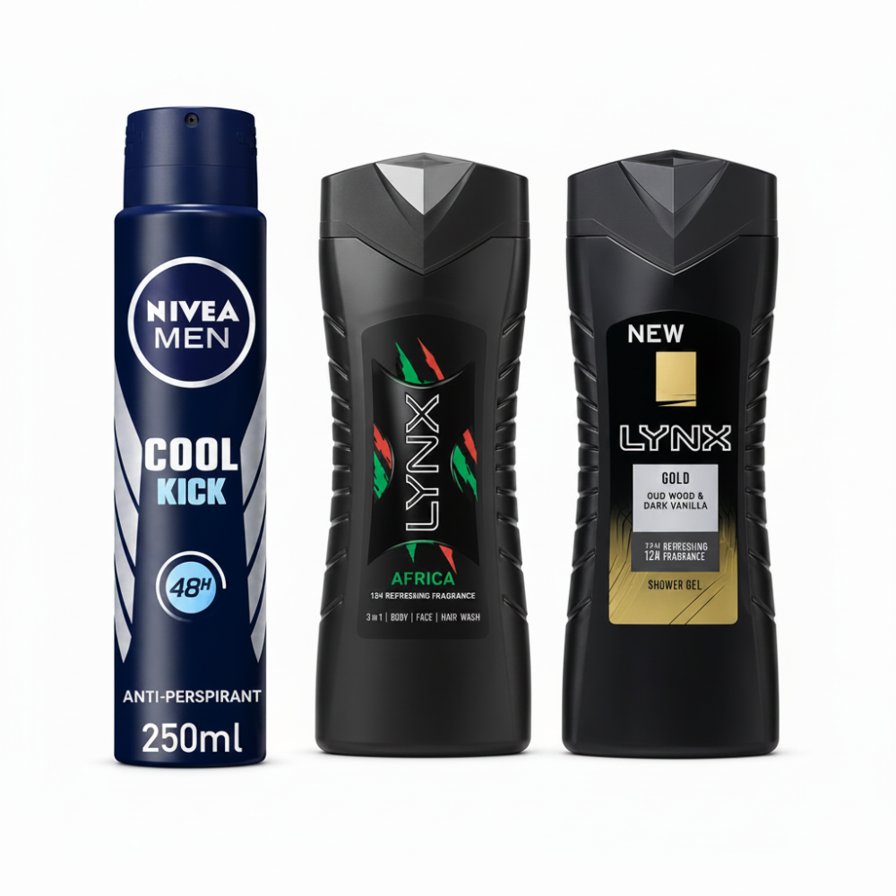 Men’s Lynx Shower Gel & Nivea Deodorant Bundle
