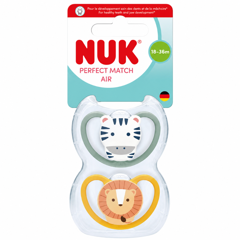 NUK Perfect Match Air 2pc - Zebra/Lion (18-36 Months)