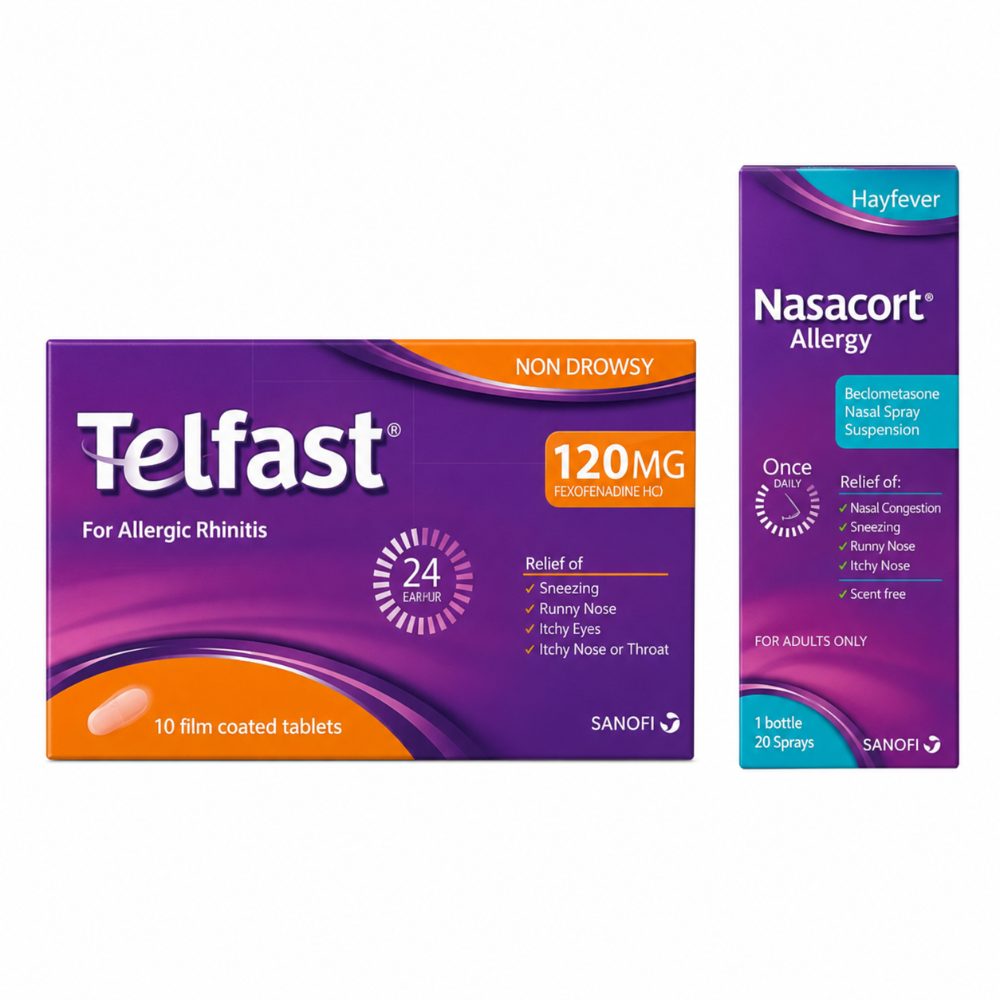 Nasacort Spray and Telfast Allergy 120mg 30 Pack Bundle