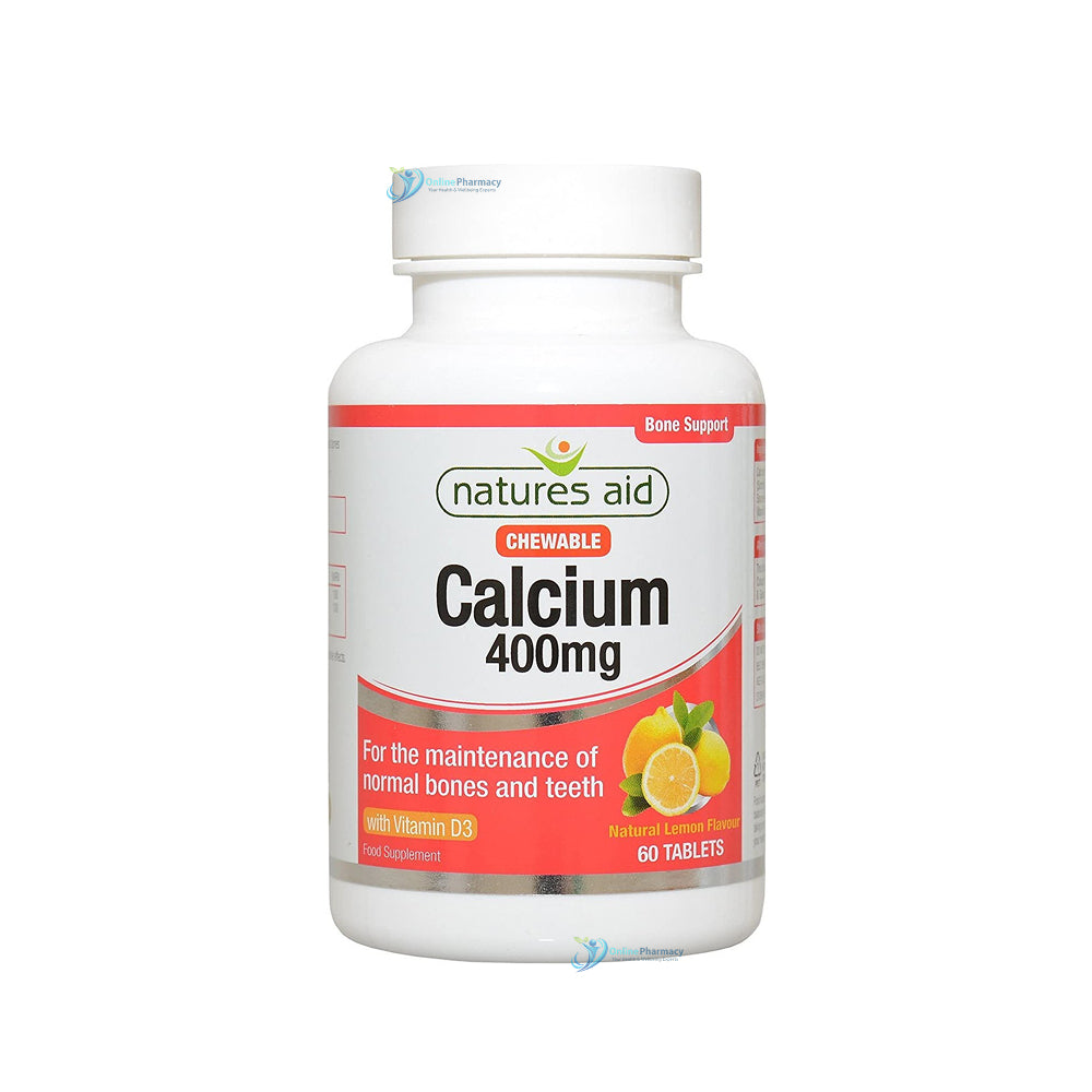 Natures Aid Chewable Calcium 400mg Lemon - 60 Pack