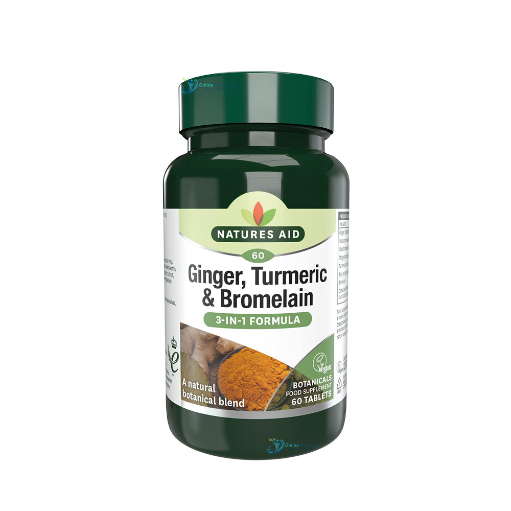 Natures Aid Ginger, Turmeric & Bromelain - 60 Pack