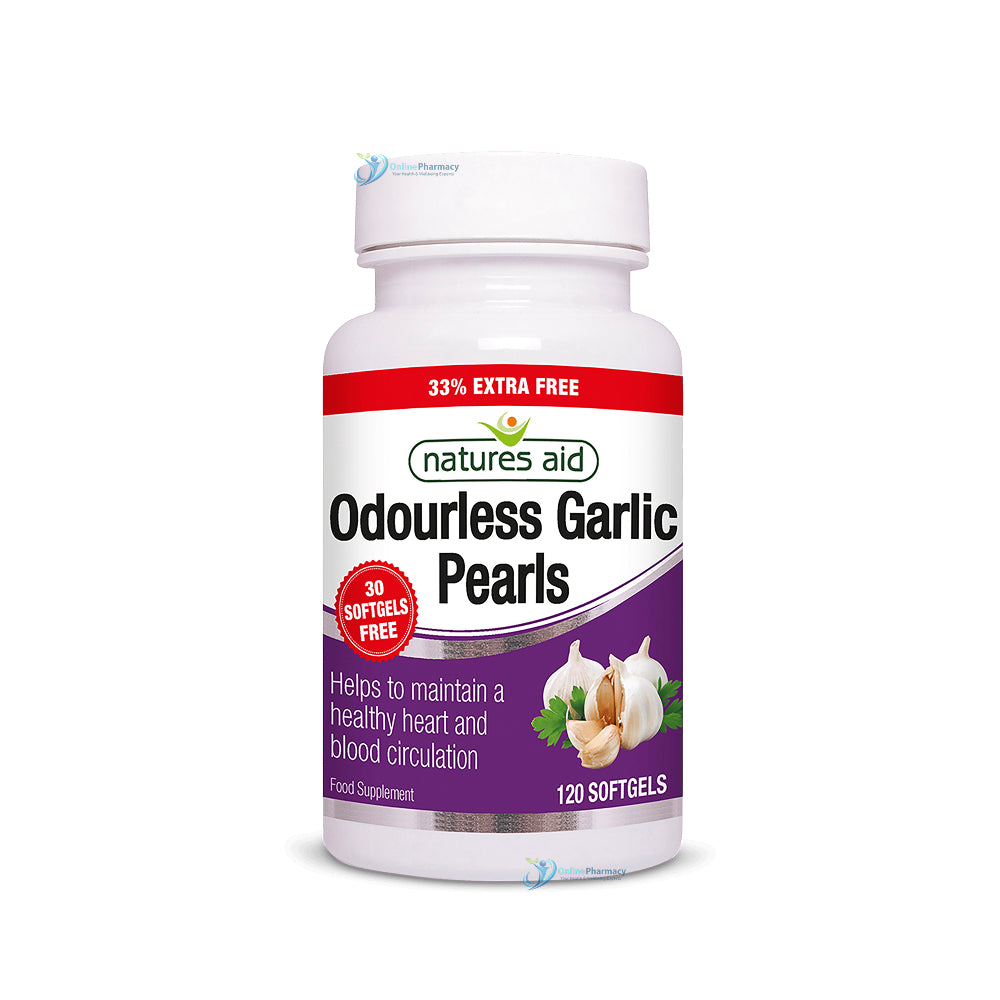 Natures Aid Odourless Garlic Pearls - 120 Pack