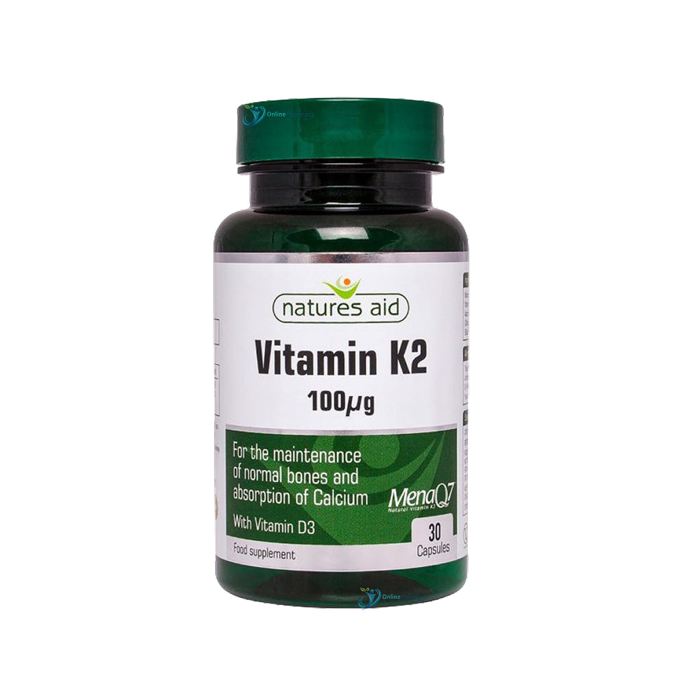 Natures Aid Vitamin K2 MenaQ7 with Vitamin D3 - 30 Pack