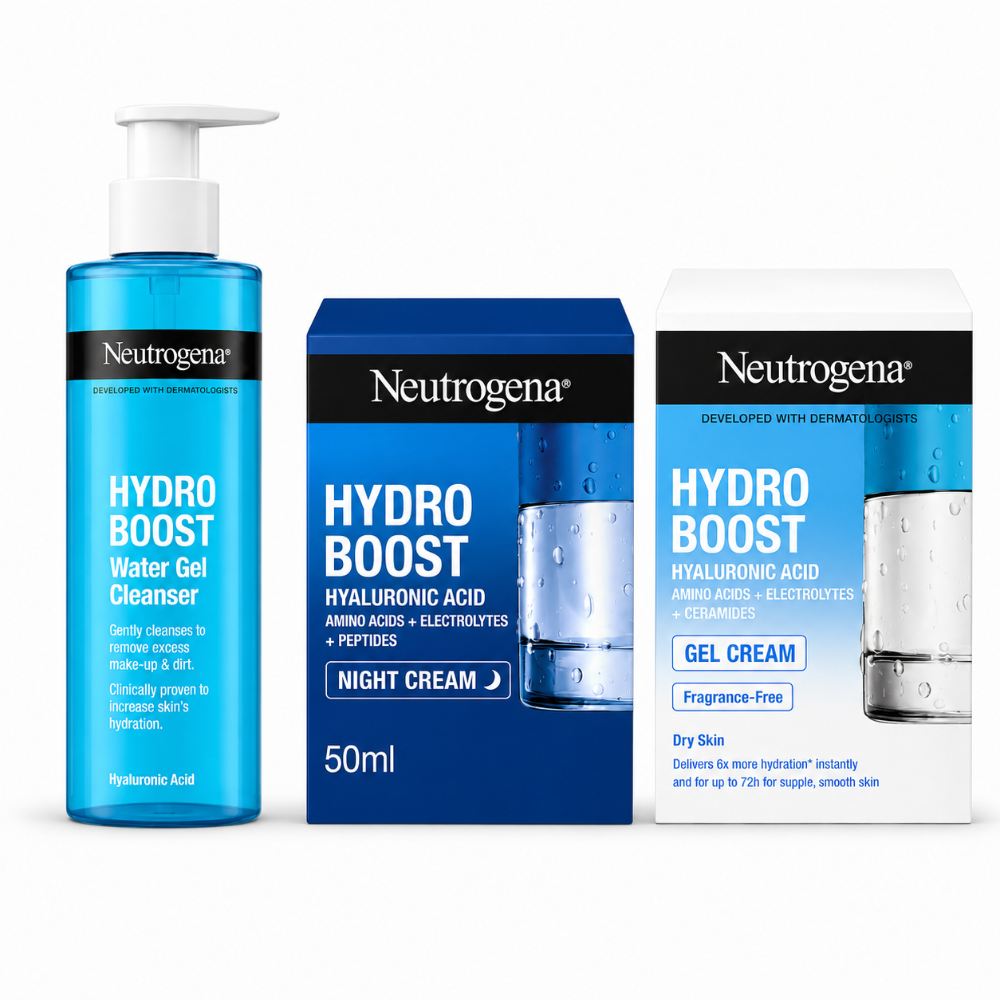 Neutrogena Hydroboost Gel Cream, Water Gel Cleanser & Night Cream Bundle