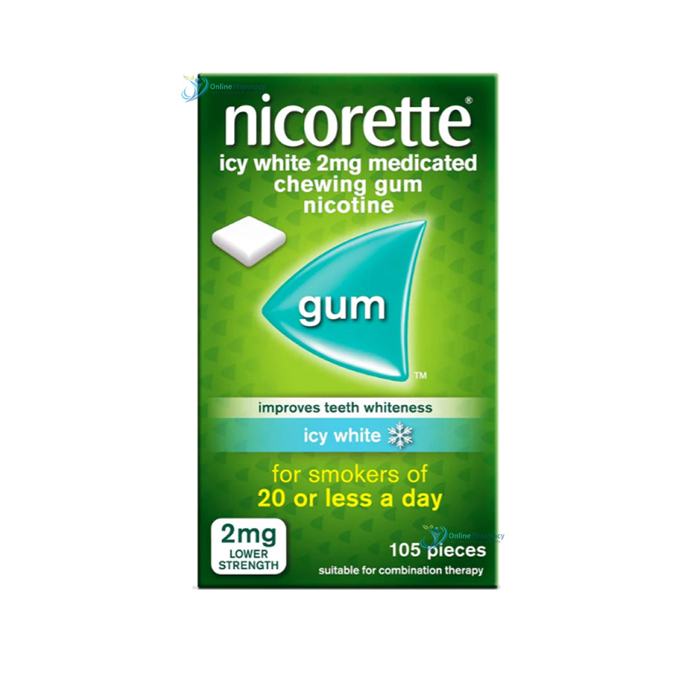 Nicorette Icy White Gum 2mg - 105 Pack (Box damaged)