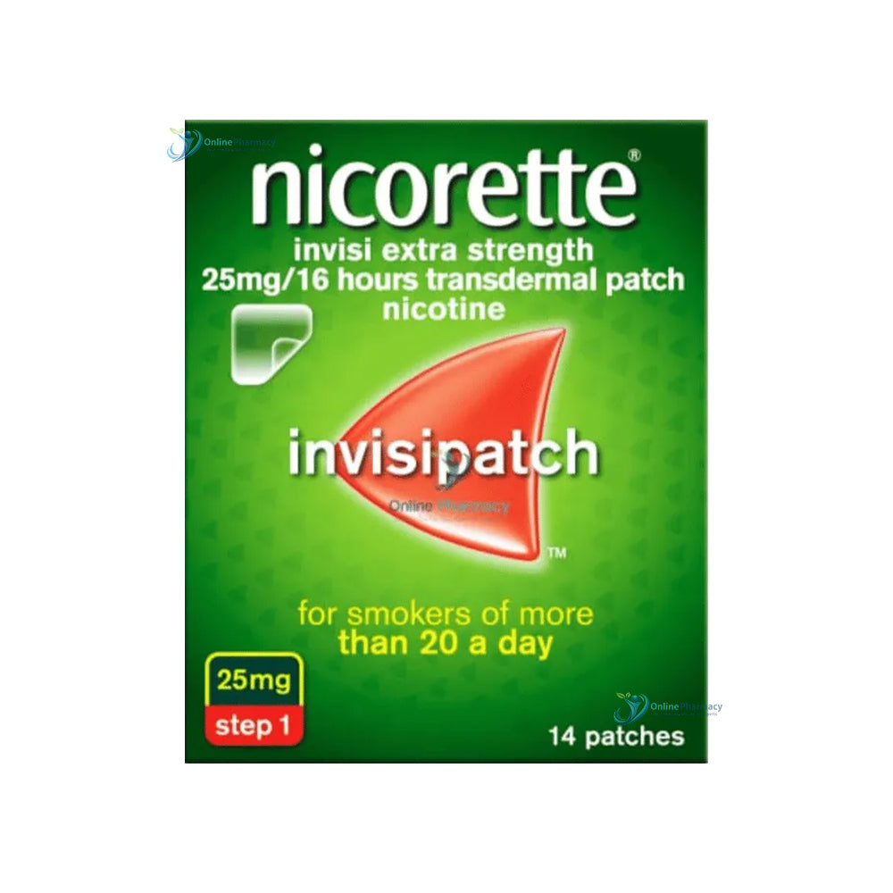 Nicorette Invisi Extra Strength 25mg Step 1 Patches 7/14 Pack
