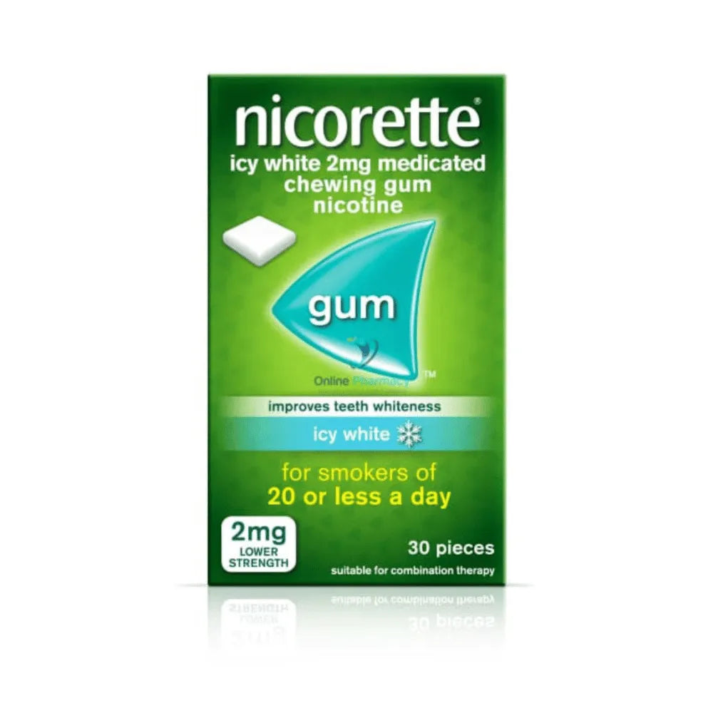 Nicorette Icy White Gum 2mg - 30 Pack (Box damaged)