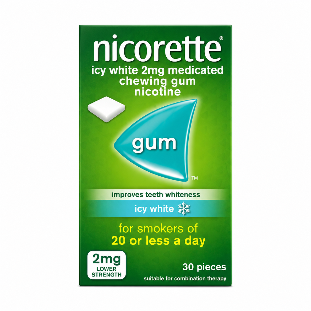 Nicorette Icy White Gum 2mg - 30 Pack (Box damaged)
