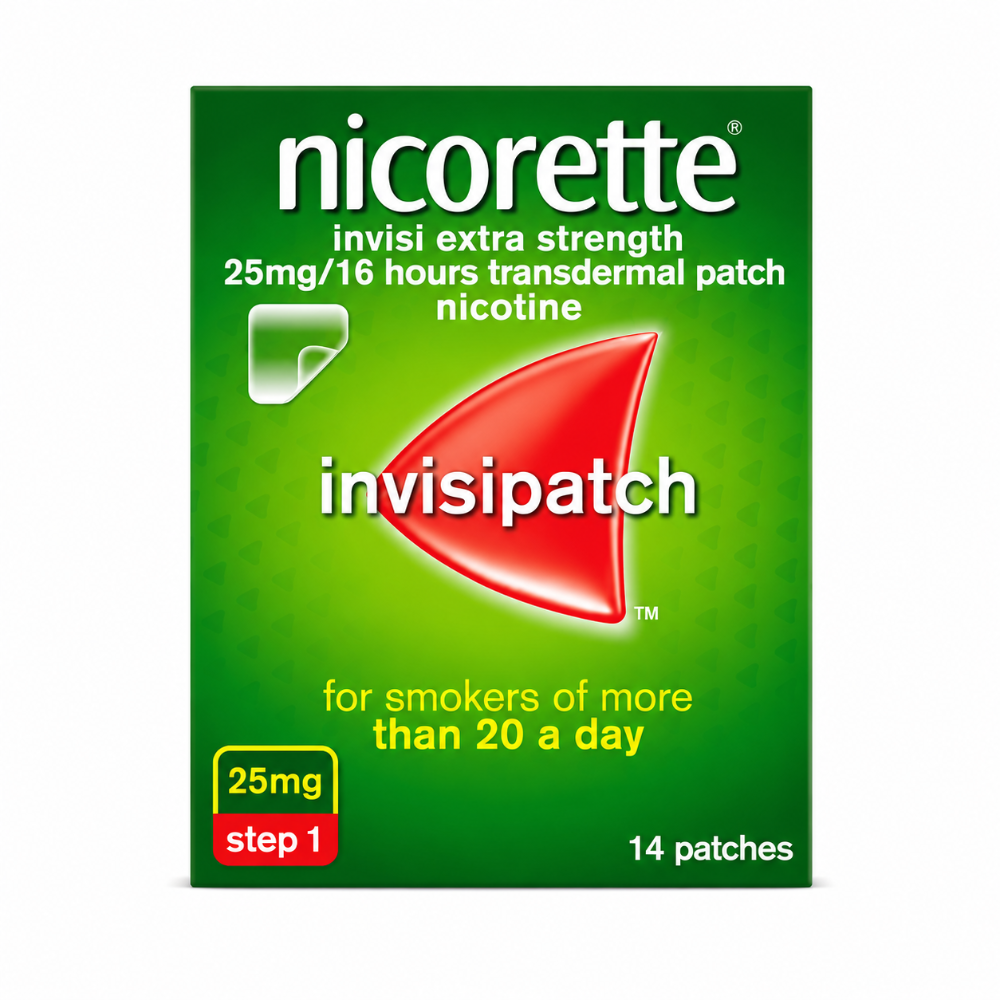 Nicorette Invisi Extra Strength 25mg Step 1 Patches 14 Pack
