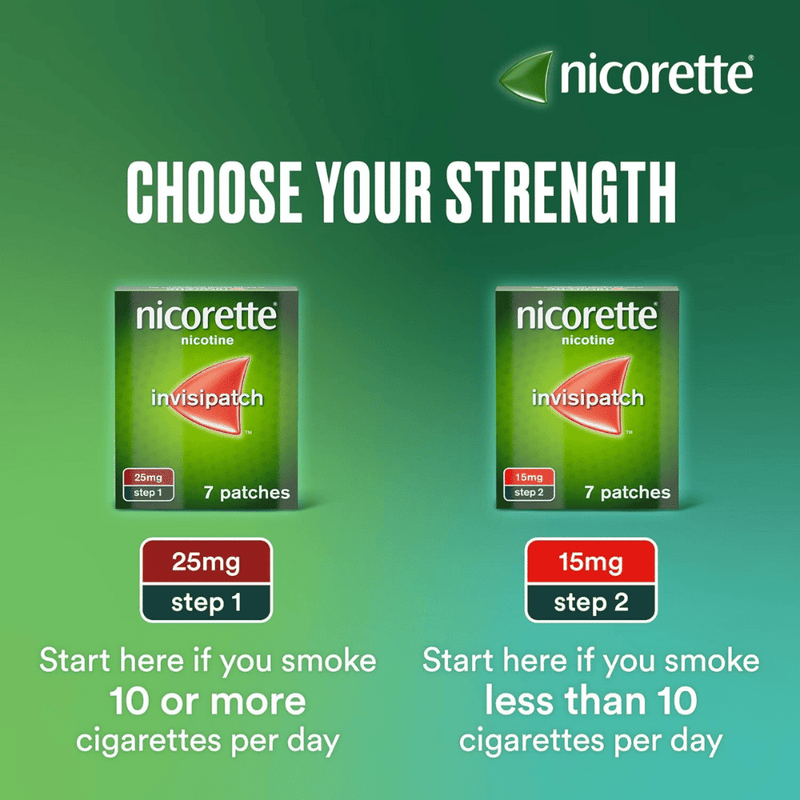 Nicorette Invisi Extra Strength 25mg Step 1 Patches 7/14 Pack