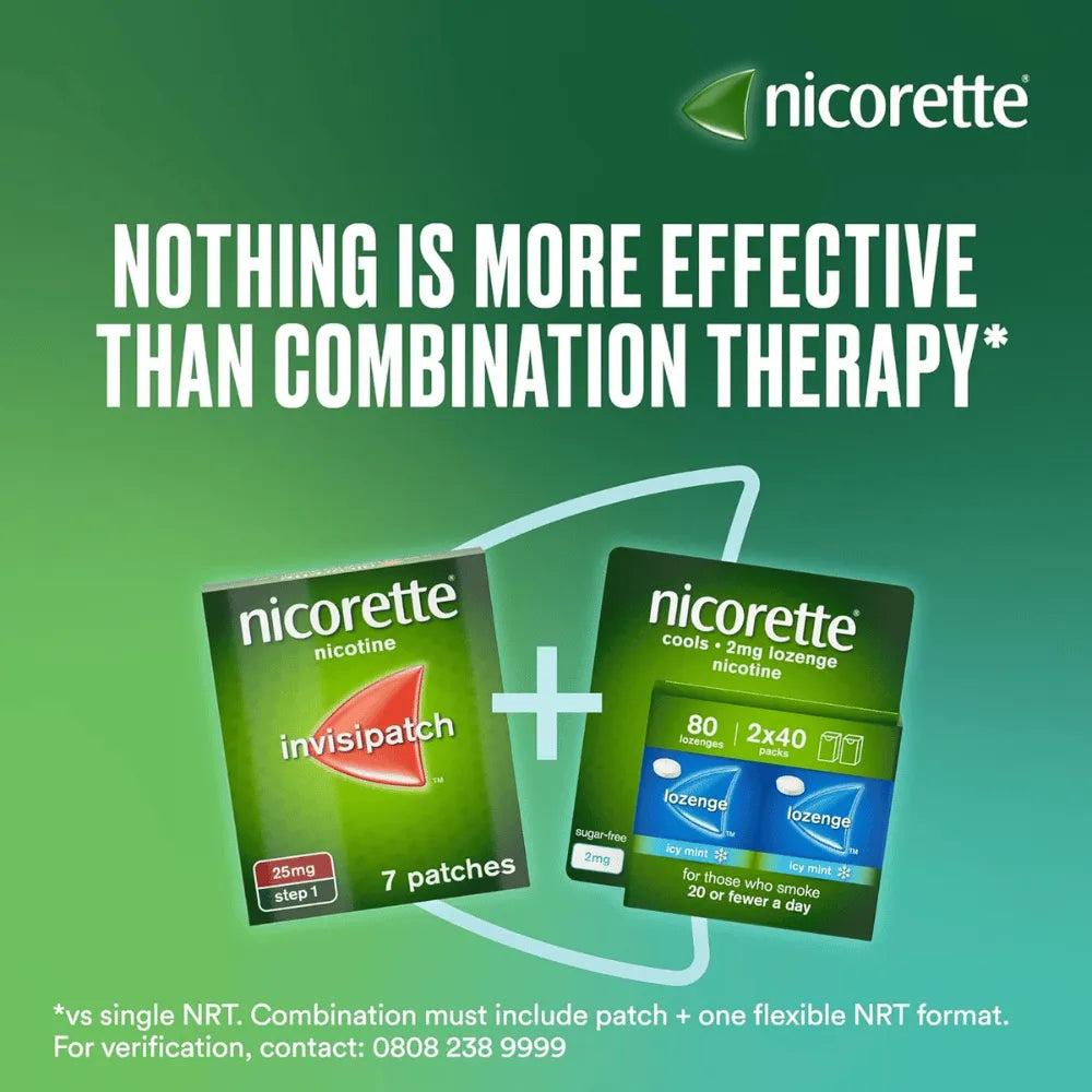Nicorette Invisi Extra Strength 25mg Step 1 Patches 7/14 Pack