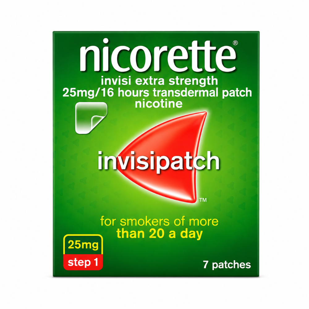 Nicorette Invisi Extra Strength 25mg Step 1 Patches 7 Pack