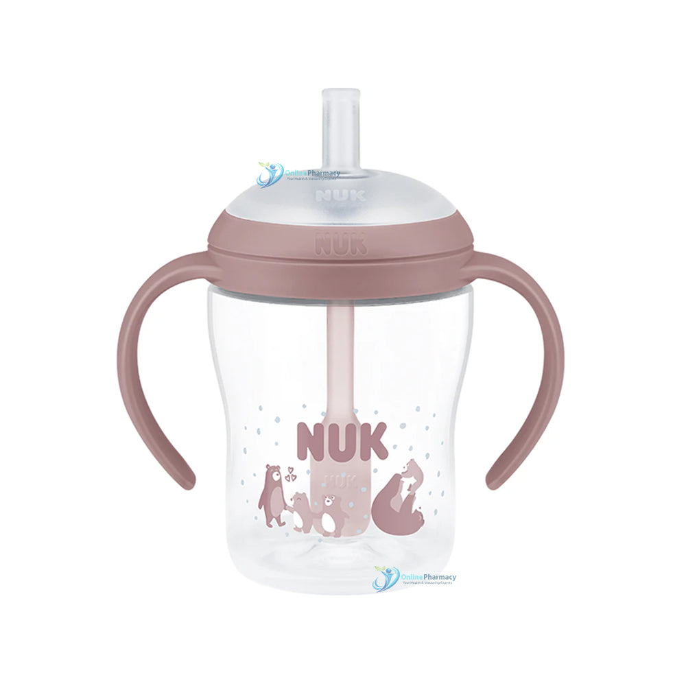 Nuk Perfect Match Learner Bottle With Straw Pink Bear (8 Months +) - 150ml