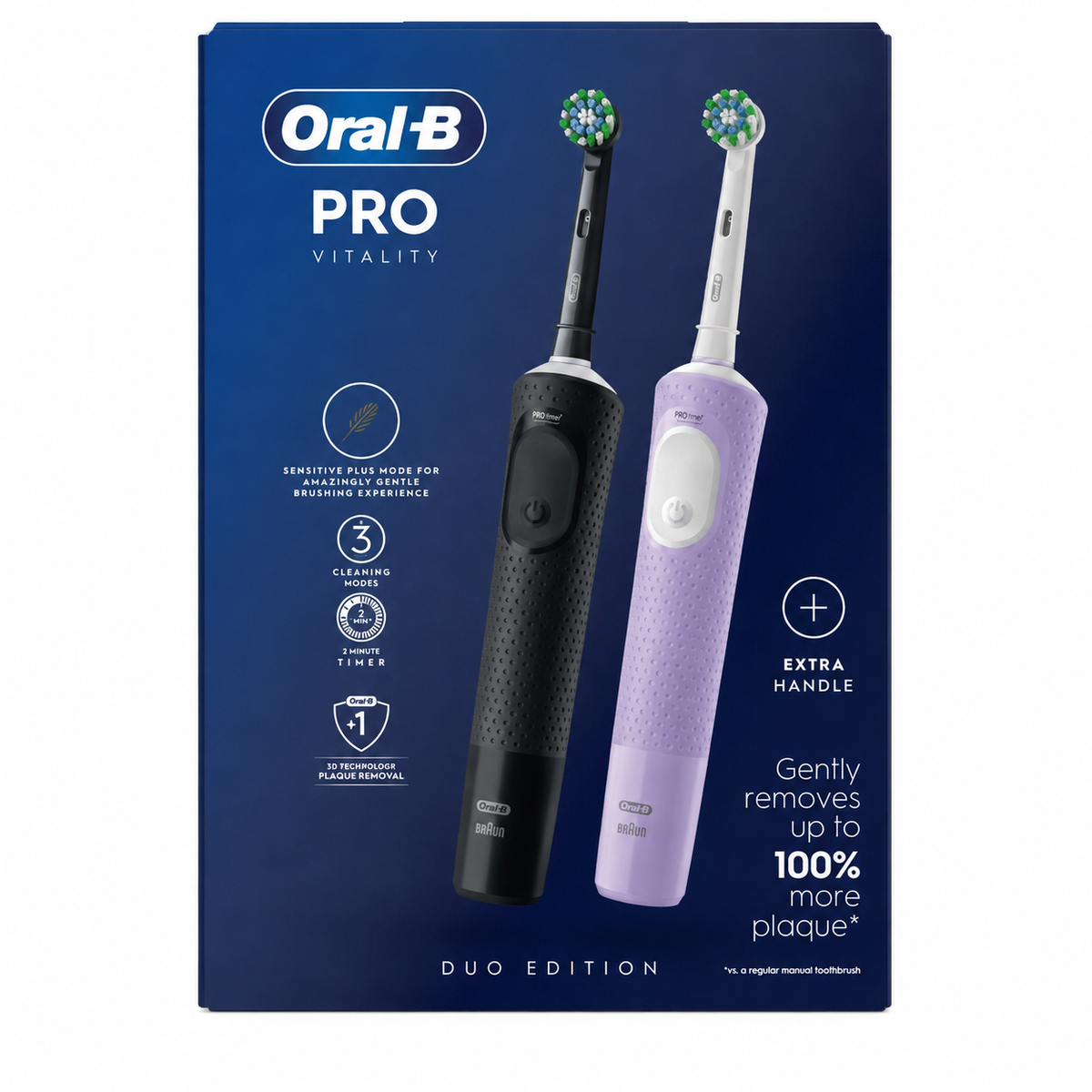 Oral-B Vitality Pro Black & Lilac Electric Toothbrush Duo Pack