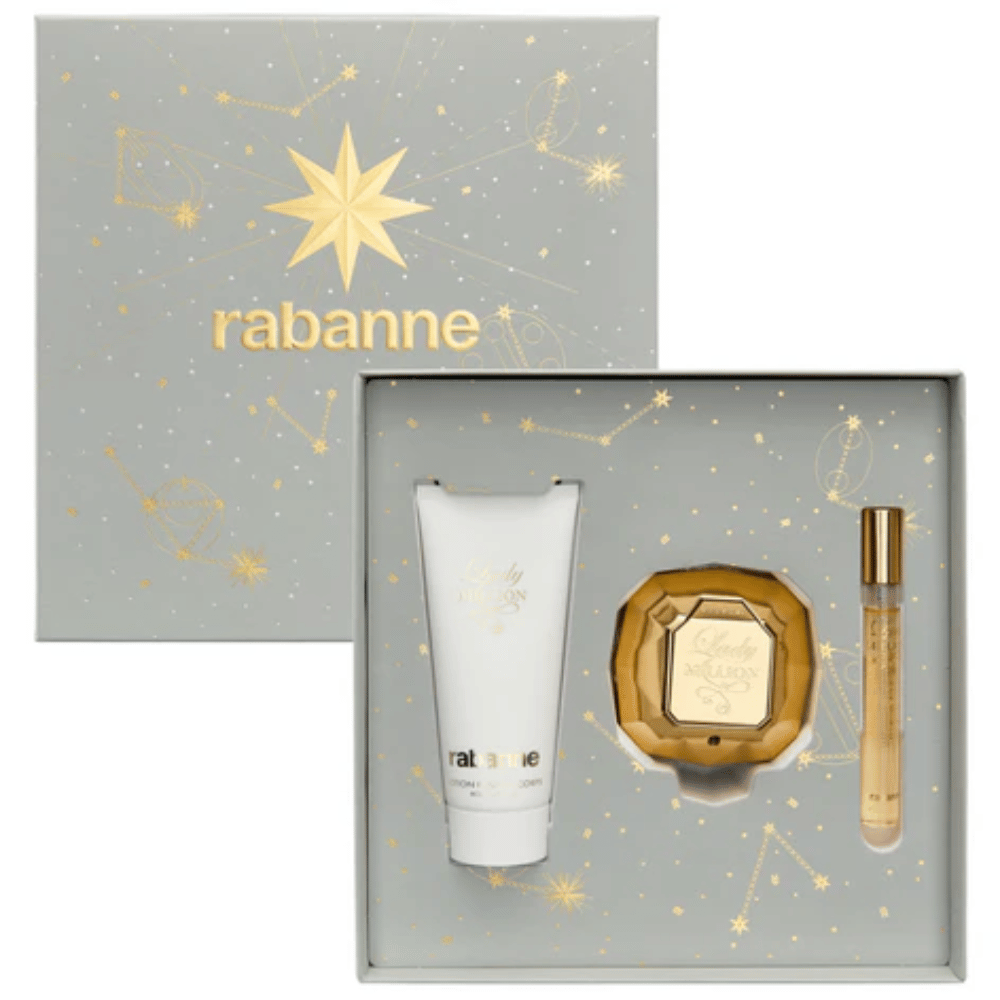Paco Rabanne Lady Million 50ml 3pc Gift Set 50ml Edp Spr, 75ml Body Lotion, 10ml Edp Spr