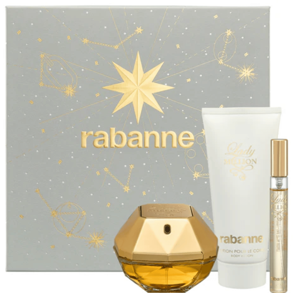 Paco Rabanne Lady Million 50ml 3pc Gift Set 50ml Edp Spr, 75ml Body Lotion, 10ml Edp Spr