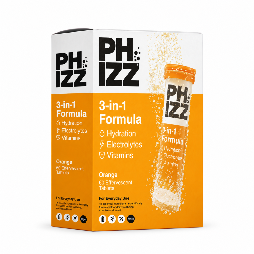 Phizz 3In1 Hydration, Electrolytes and Vitamins Effervescent Orange - 60 Tablets